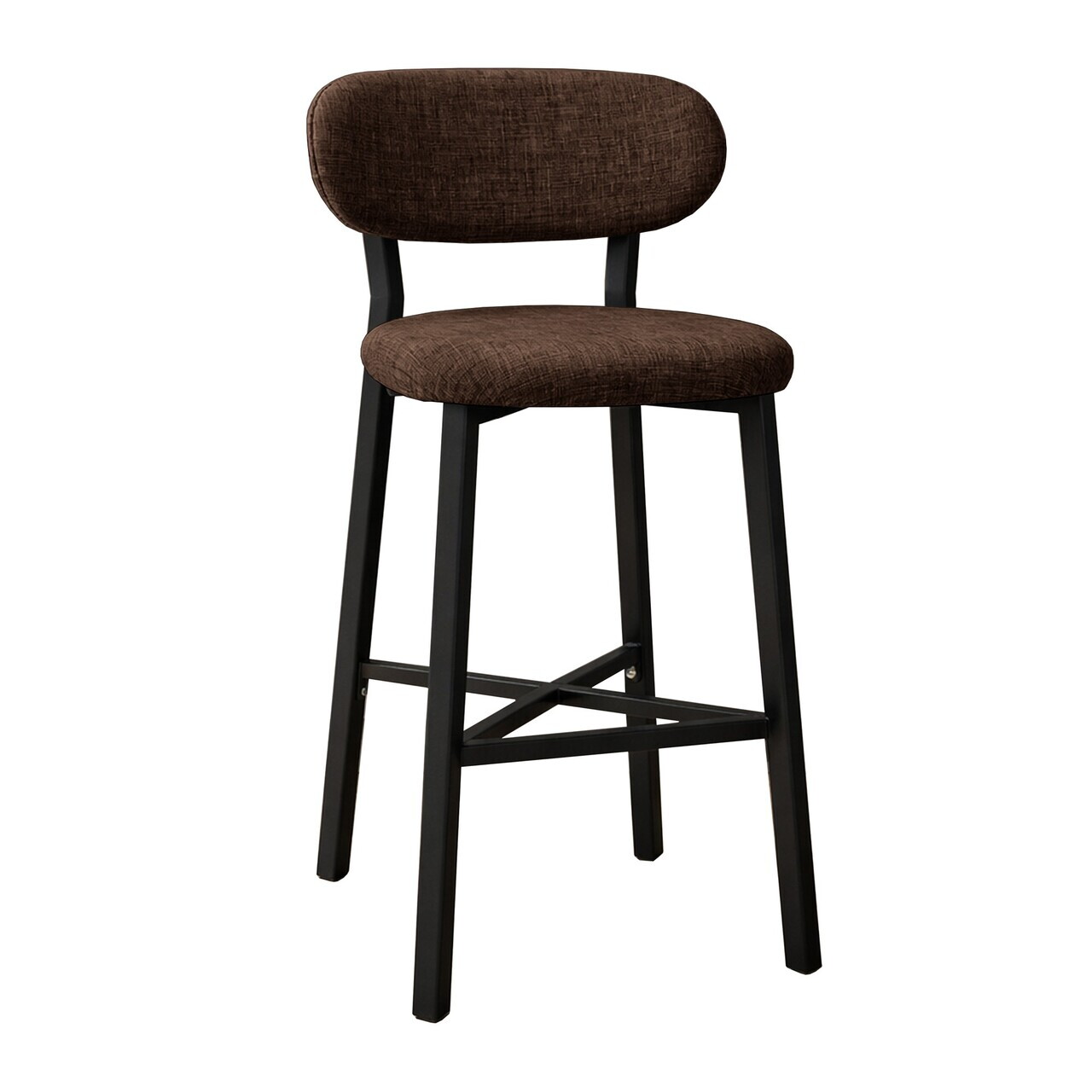 Scaun de bar, Hanah Home, Luna, 42x100x45 cm, Fier/Poliester/In, Maro — imaginea 6