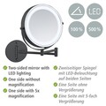 Oglinda decorativa cu LED Lumi, Wenko, 25.5x4-35x32 cm, metal, negru