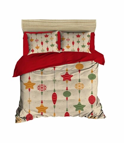 Poza Lenjerie de pat dubla Xmas-454 Pearl Home, 3 piese, amestec bumbac, multicolor