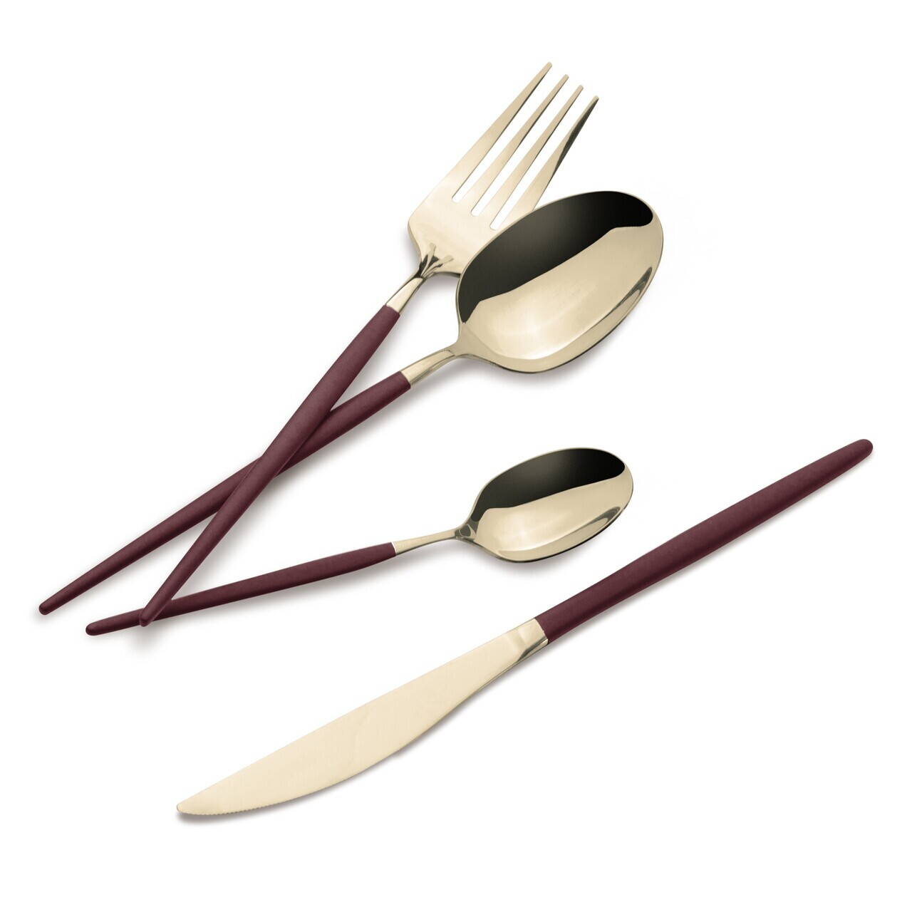 Set tacamuri 24 piese Berlinger Haus, Leonardo, inox, visiniu/sampanie - imagine 2
