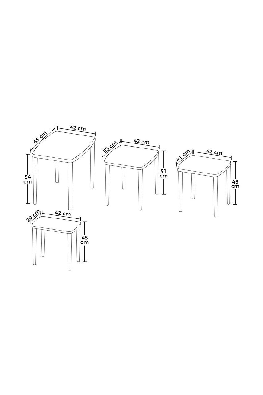 Set masute Nesting 4 piese, Hanah Home, Lyon, Crem / Aur — imaginea 3