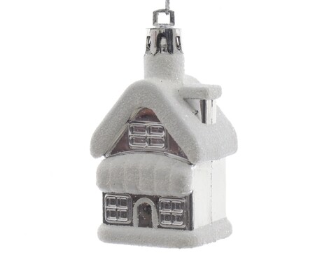 Glob House, Decoris, H7 cm, plastic, alb/argintiu