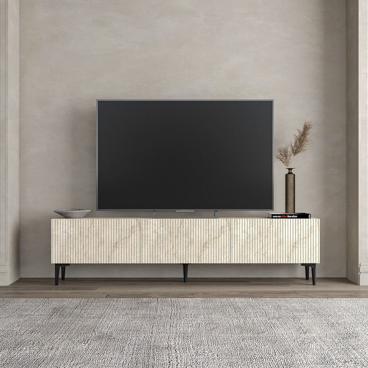 Comoda TV, Odessa, Oscar, 180x45x31.4 cm, Travertin - 1 | YEO