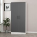Dulap pentru haine, Minerva, Kale Anthracite White, 90x210x52 cm, PAL, Antracit/Alb
