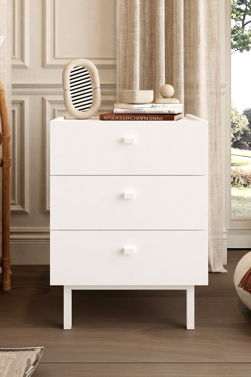 Noptiera Hanah Home Luke 47.9x63.5x36.8 cm PAL Alb