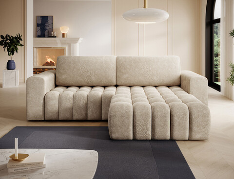 Coltar extensibil dreapta 4 locuri ELTAP, Bon-24, Bonett, 250x175x92 cm, lemn/poliester, bej inchis