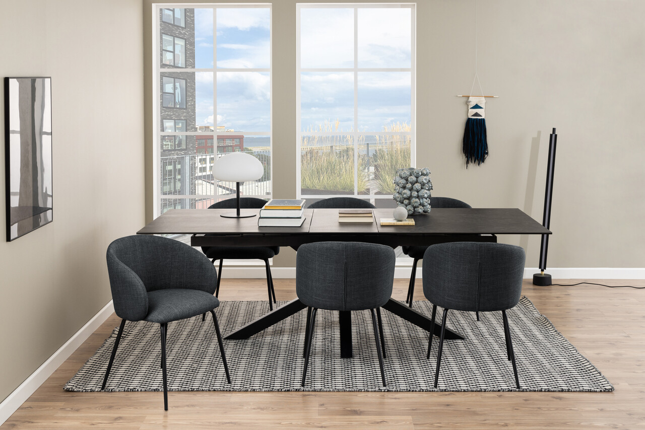 Scaun Eleanor, Actona, 55.5x55x79 cm, tesatura structurata/otel, gri inchis - view 4