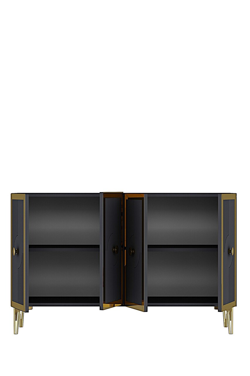 Consola, Hanah Home, Pega 120, 120x79x32 cm, Antracit / Aur - view 6