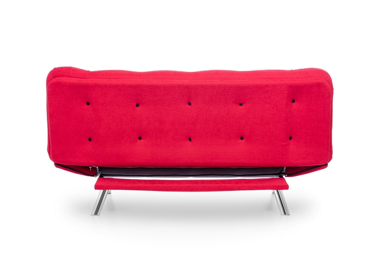 Canapea Extensibila Misa Sofabed, Futon, 3 Locuri, 198x128 Cm, Metal, Rosu