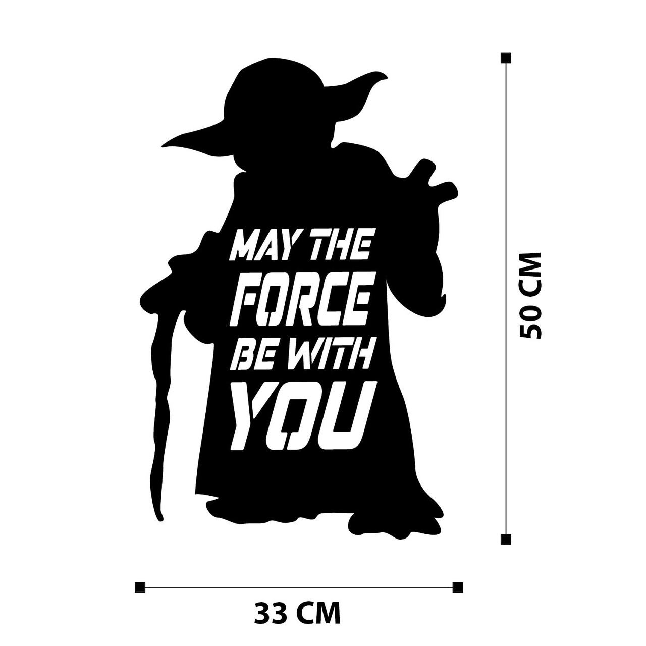 Decoratiune de perete, May The Force Be With You, metal, 33 x 50 cm, negru