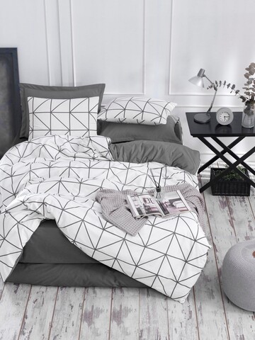Lenjerie de pat dubla king (it) simetri - grey, mijolnir, 3 piese, 250x200 cm, bumbac ranforce, multicolor