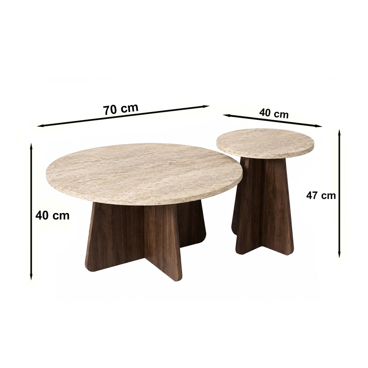 Set masute de cafea, Hanah Home, Penti, Travertin / Nuc — imaginea 5