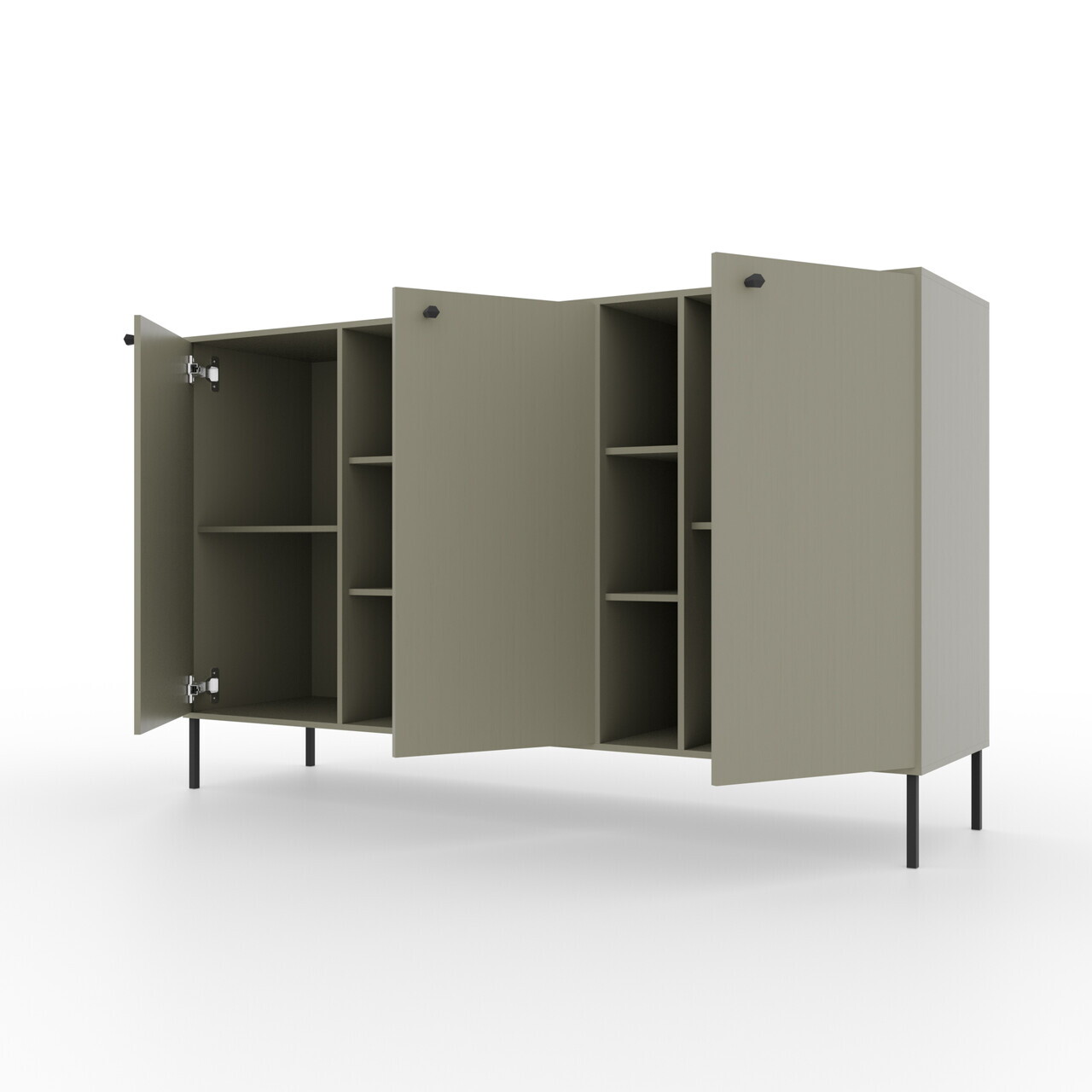 Comoda ADRK, Tili 3D 6P, 157.7x40.8x95 cm, PAL laminat, verde eucalipt — imaginea 4