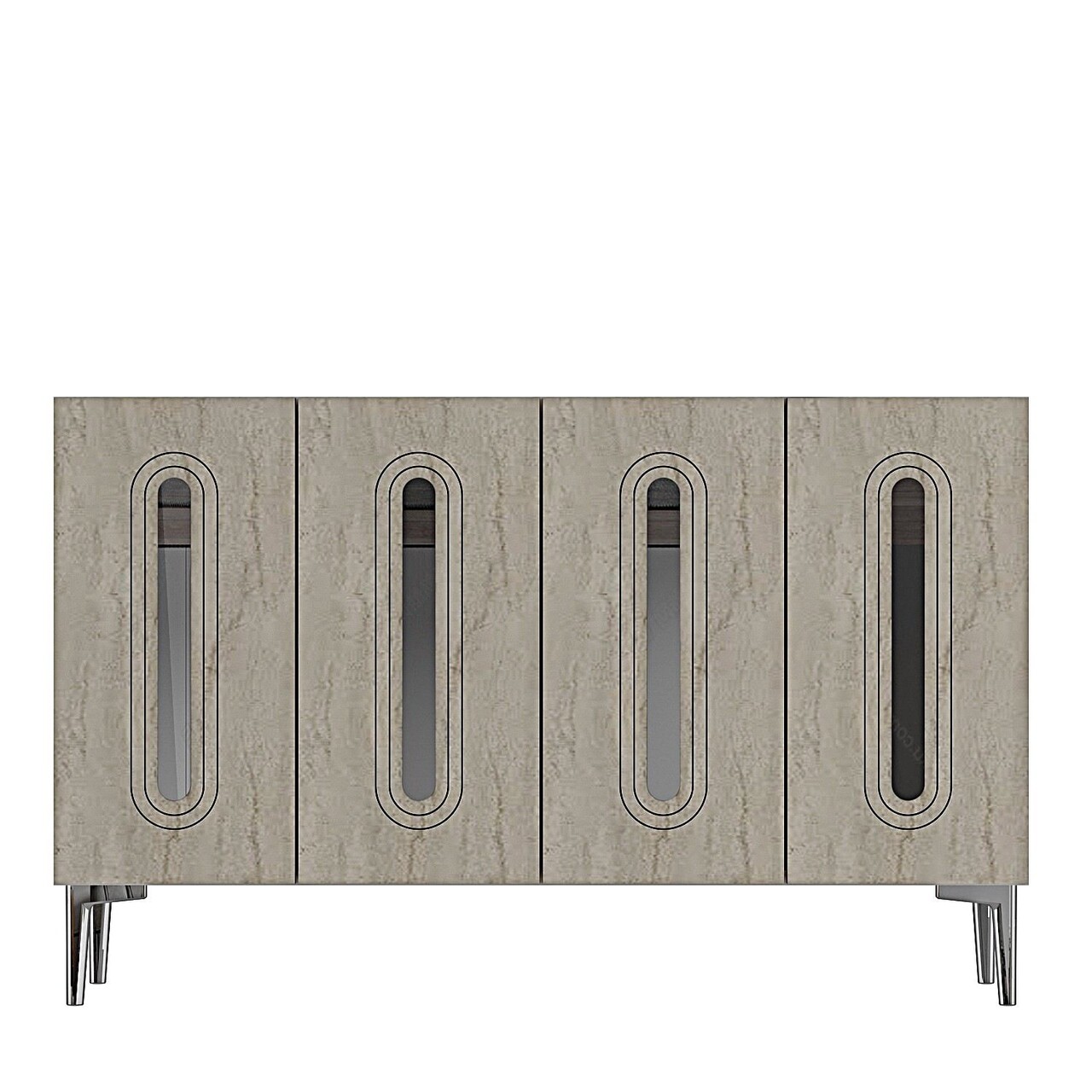 Consola, Hanah Home, Rany 120, 120x75x32 cm, White / Travertine / Silver - view 4