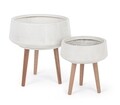 Set ghivece 2 piese Modern, Bizzotto, Ø43 x 45.5 cm, fibra de sticla/fag, alb