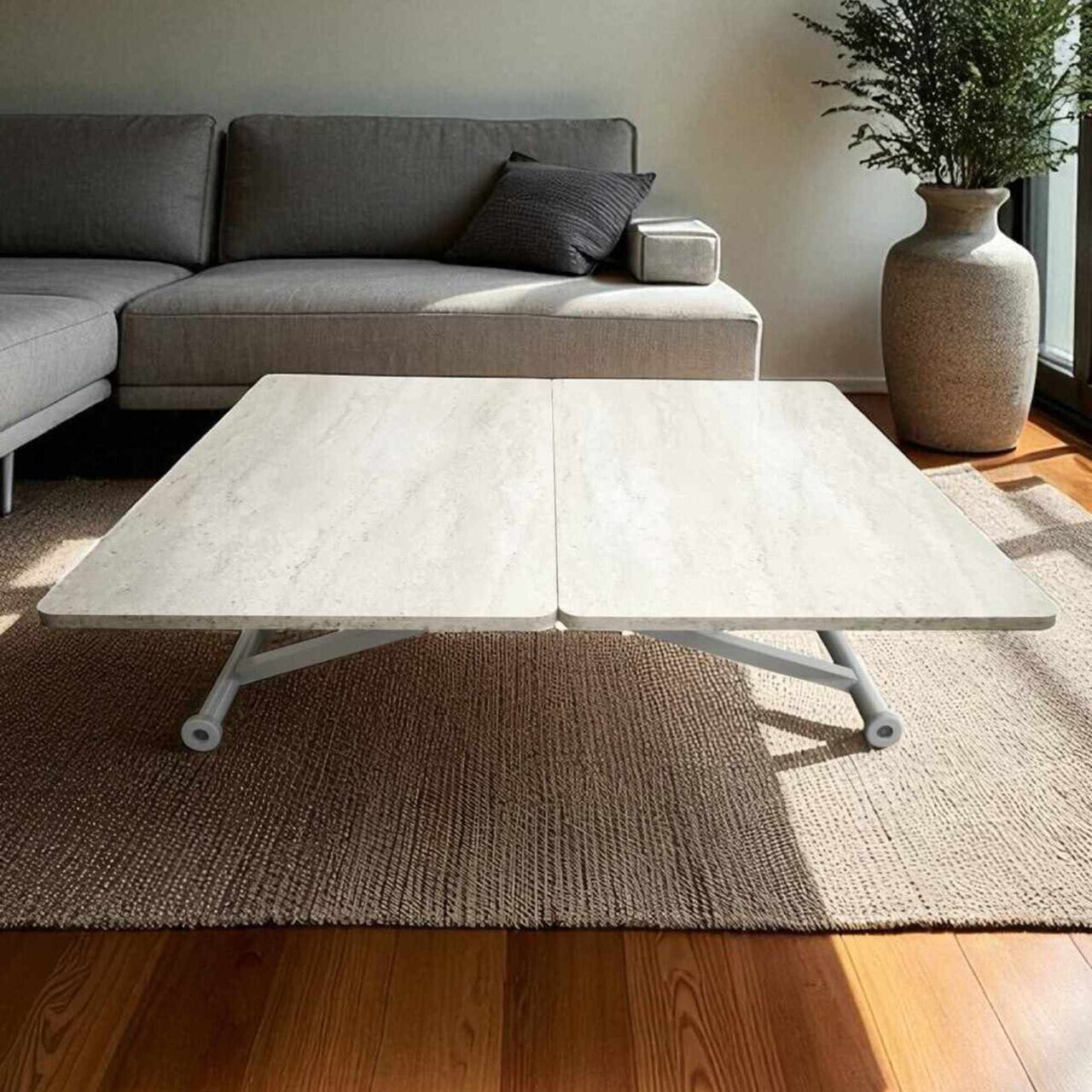 Masuta de cafea, Hanah Home, Home Ext, MDF, Travertin / Alb — imaginea 4
