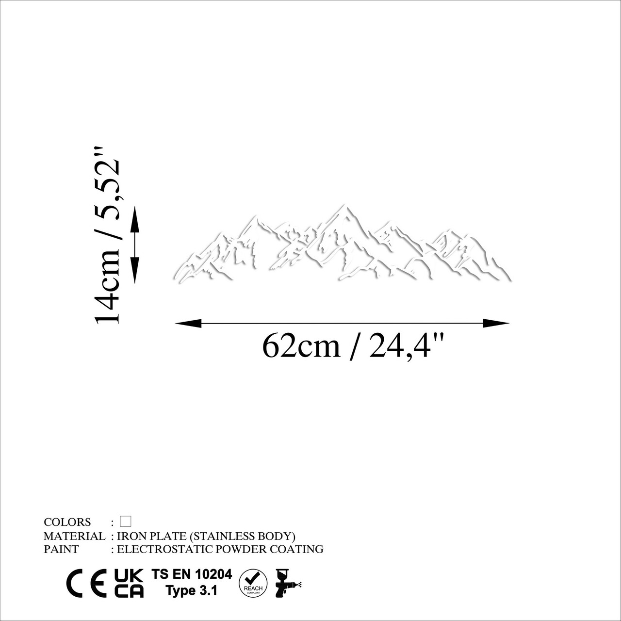 Decoratiune de perete, Mountain View, Dimensiune: 62 x 14 cm, Alb - view 6