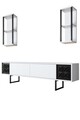 Comoda TV, Bexley, Black Line, 180x30x48 cm, PAL, Alb/Negru