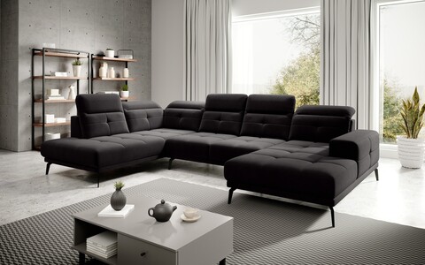 Coltar stanga 6 locuri ELTAP, LT-10VE, Bretan, 350x205x107 cm, lemn/poliester, negru