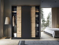 Dulap pentru haine ELTAP, Esville III, 180x60x220 cm, MDF/ABS, negru/stejar
