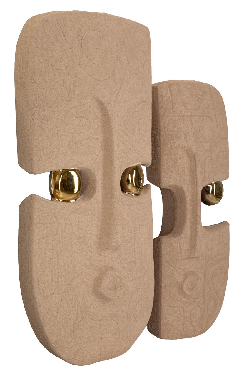 Set 2 decoratiuni de perete, Mauro Ferretti, Dakar, 20x6x40 cm, ceramica, maro/auriu - imagine 5