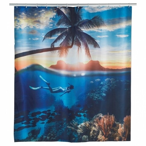 Perdea de dus Underwater, Wenko, 180×200 cm, 100% poliester, multicolor /100