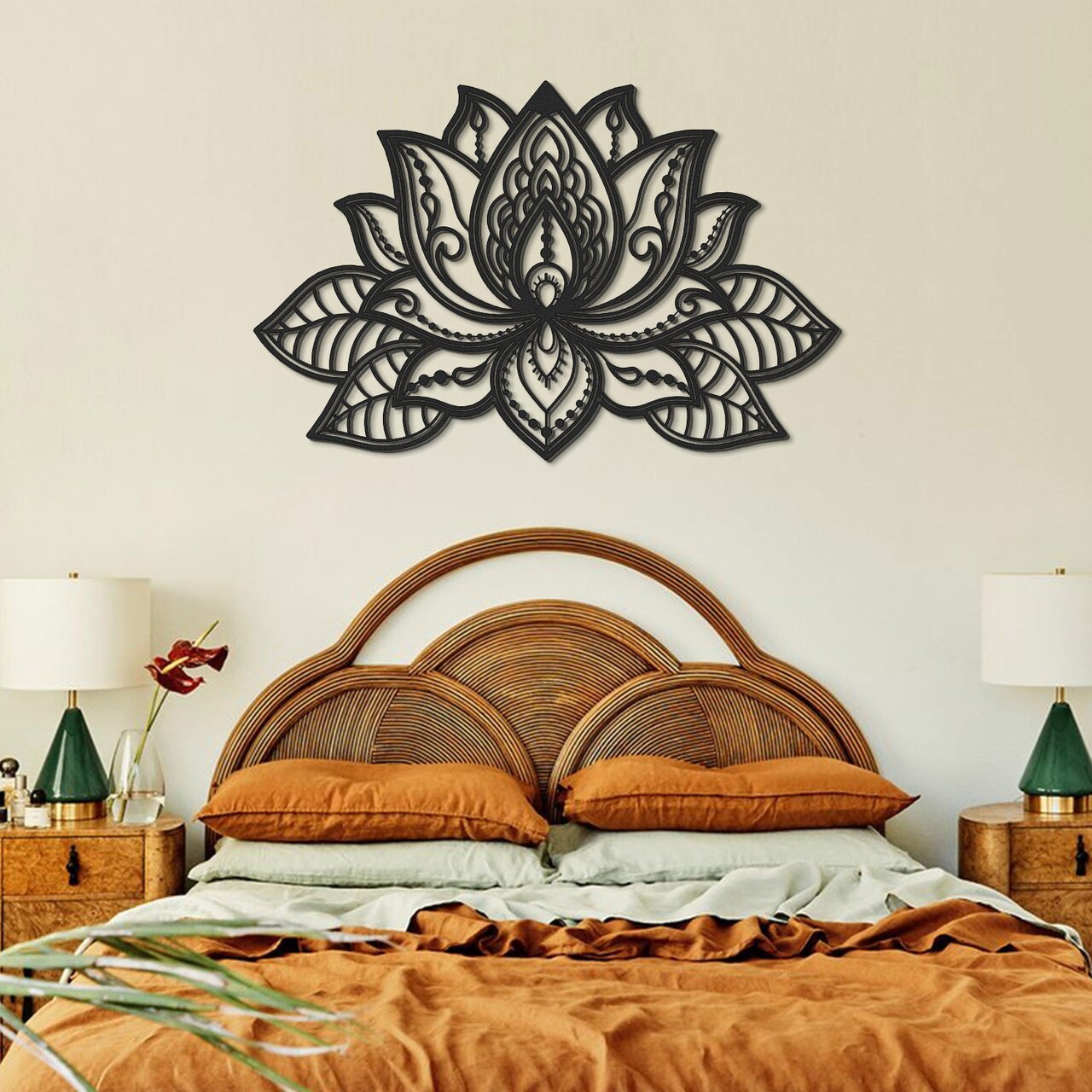Decoratiune de perete, Lotus, Dimensiune: 59 x 91 cm (1 bucată), Negru - view 2