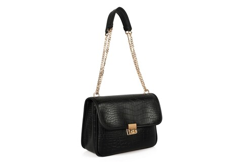 Geanta devonia - croco, laura ashley, piele ecologica, negru