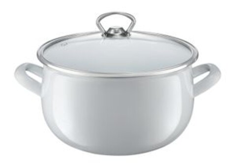 Oala emailata cu capac garden, ambition, 5.7 l, 22 cm, gri