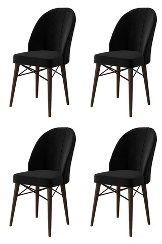 Set de scaune, Charlotte, Ritim, Metal, Negru/Maro
