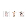 Set 3 tablouri decorative, FAH10, 60% bumbac/40% poliester, Rama de lemn, Multicolor
