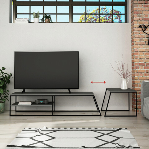 Comoda tv, decortie, pal tv sehpası, antracit / negru