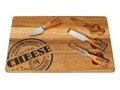 Set 3 ustensile pentru branzeturi si tocator, Brandani, 35x23 cm, inox/lemn de salcie