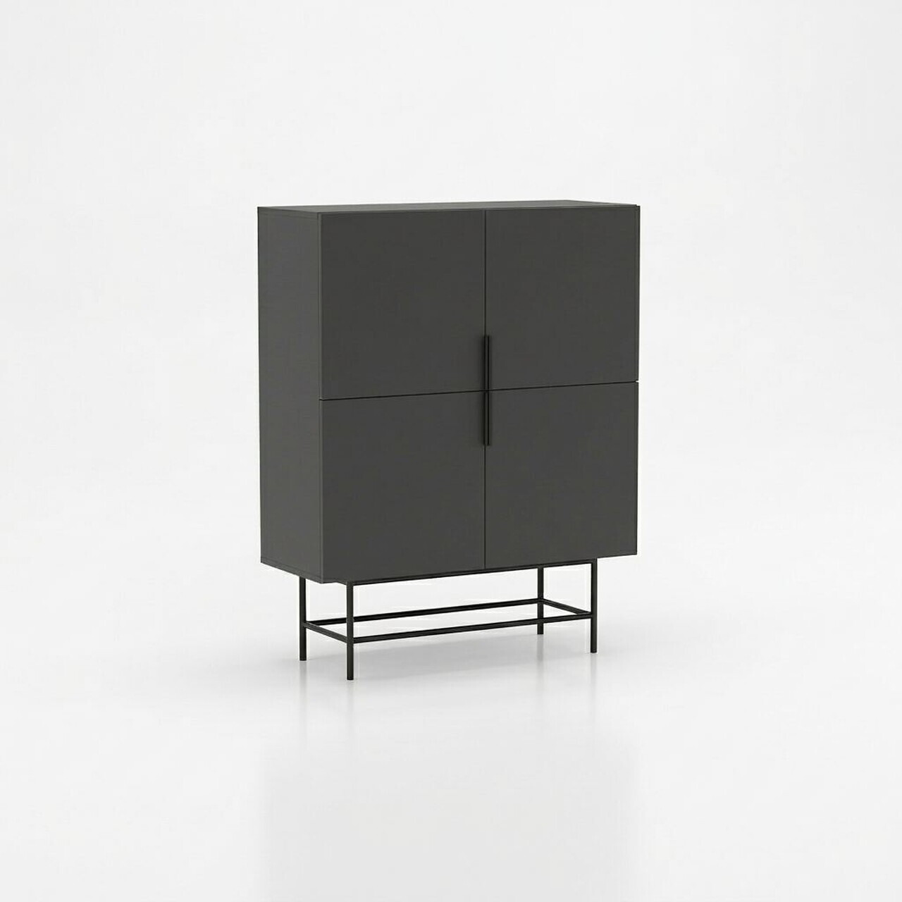 Bufet, Hanah Home, Eldia, 100x128x40 cm, PAL, Antracit / Negru — imaginea 3