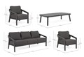 Set mobilier pentru gradina/terasa 4 piese Cordova, Bizzotto, fibra sintetica/tesatura ofelin, gri carbune