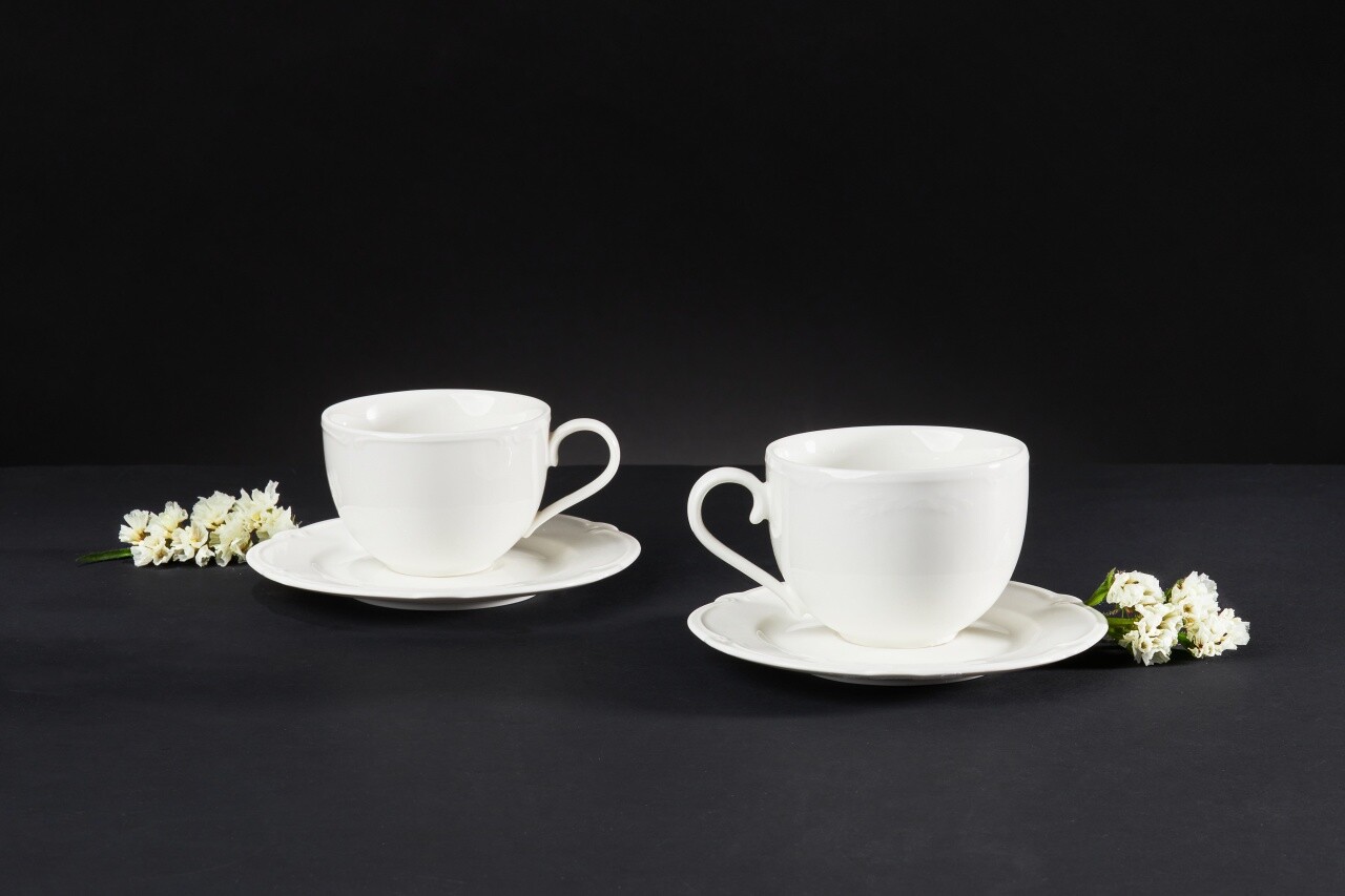 Set ceai / cafea 12 piese, Pola, Ambition, 220 ml, portelan, alb