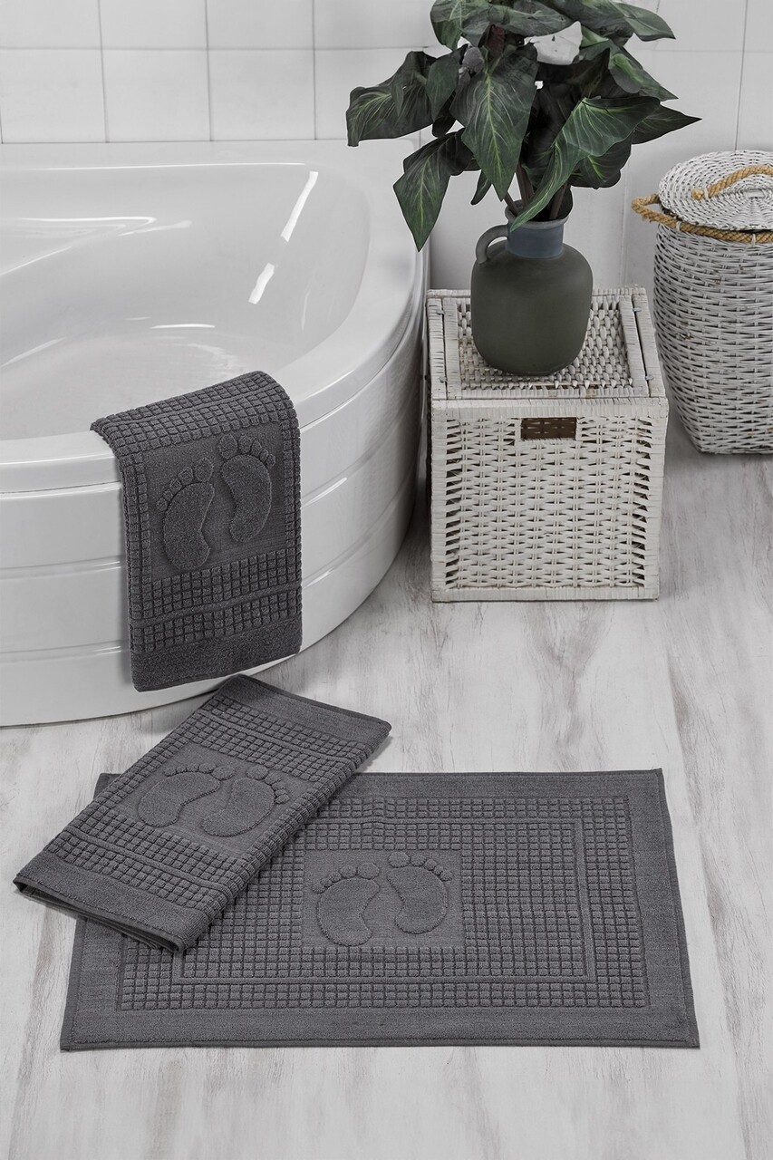Set covorase de baie, Eponj Home, Orma, Bumbac, Antracit