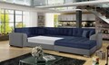 Coltar extensibil dreapta 5 locuri ELTAP, Damario, 338x189x78 cm, lemn/poliester, albastru inchis/gri inchis