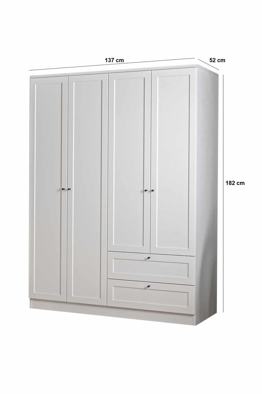 Dulap pentru haine, Hanah Home, Terra 182, 137x182x52 cm, Alb - view 10