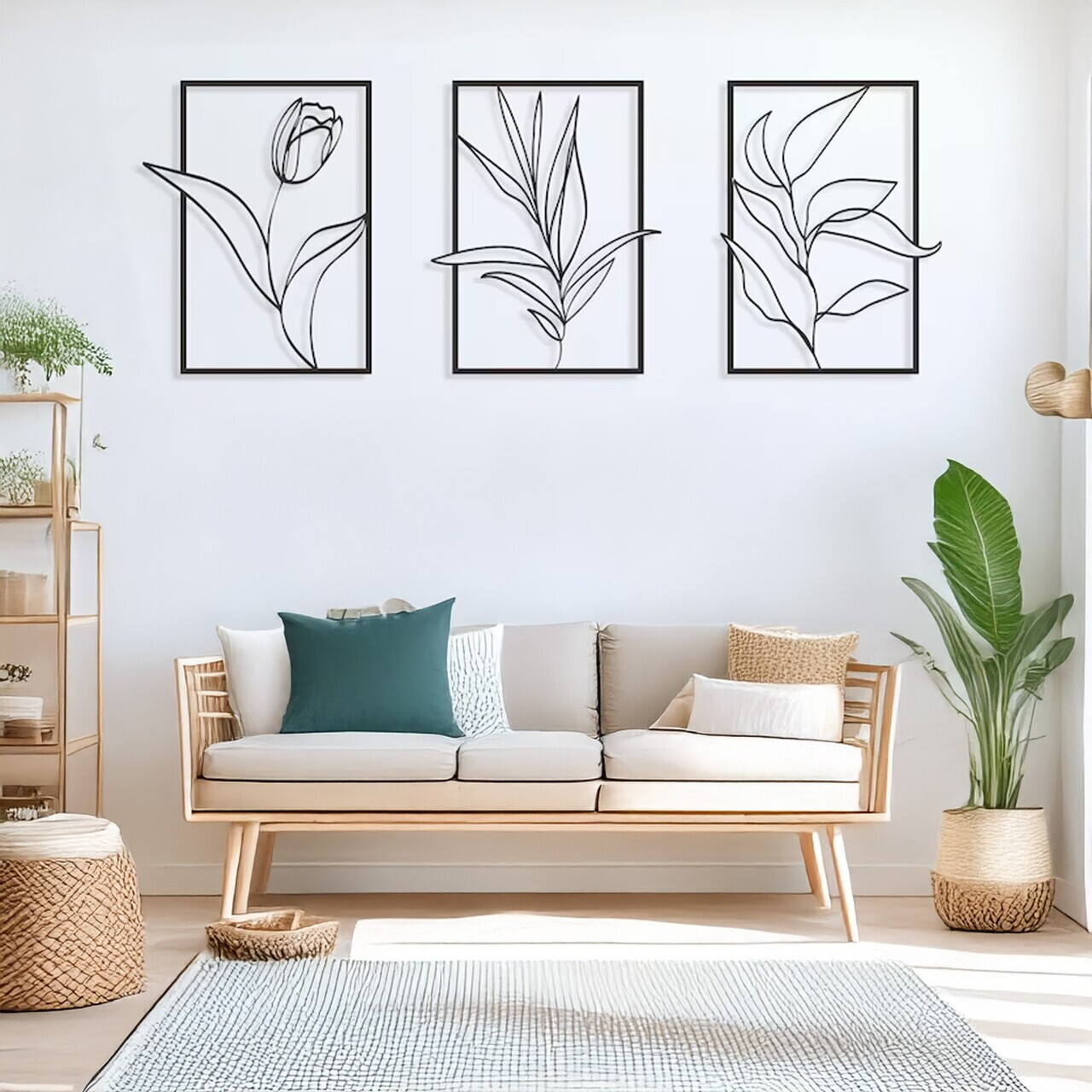 Set de accesorii decorative de perete din metal, DCV-1104-MT, Dimensiune: 37 x 50 cm (3 bucăți), Negru — imaginea 2