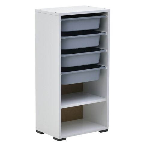 Comoda InArt, 45 x 30 x 92 cm, plastic, alb/gri