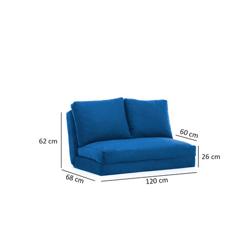 Canapea extensibilă cu 2 locuri, Futon, 859FTN1266, Metal , Albastru