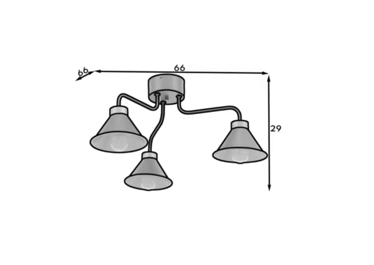Lustra ELTAP, Detmer, 66x29 cm, 3xE27, 15W, otel, negru/auriu