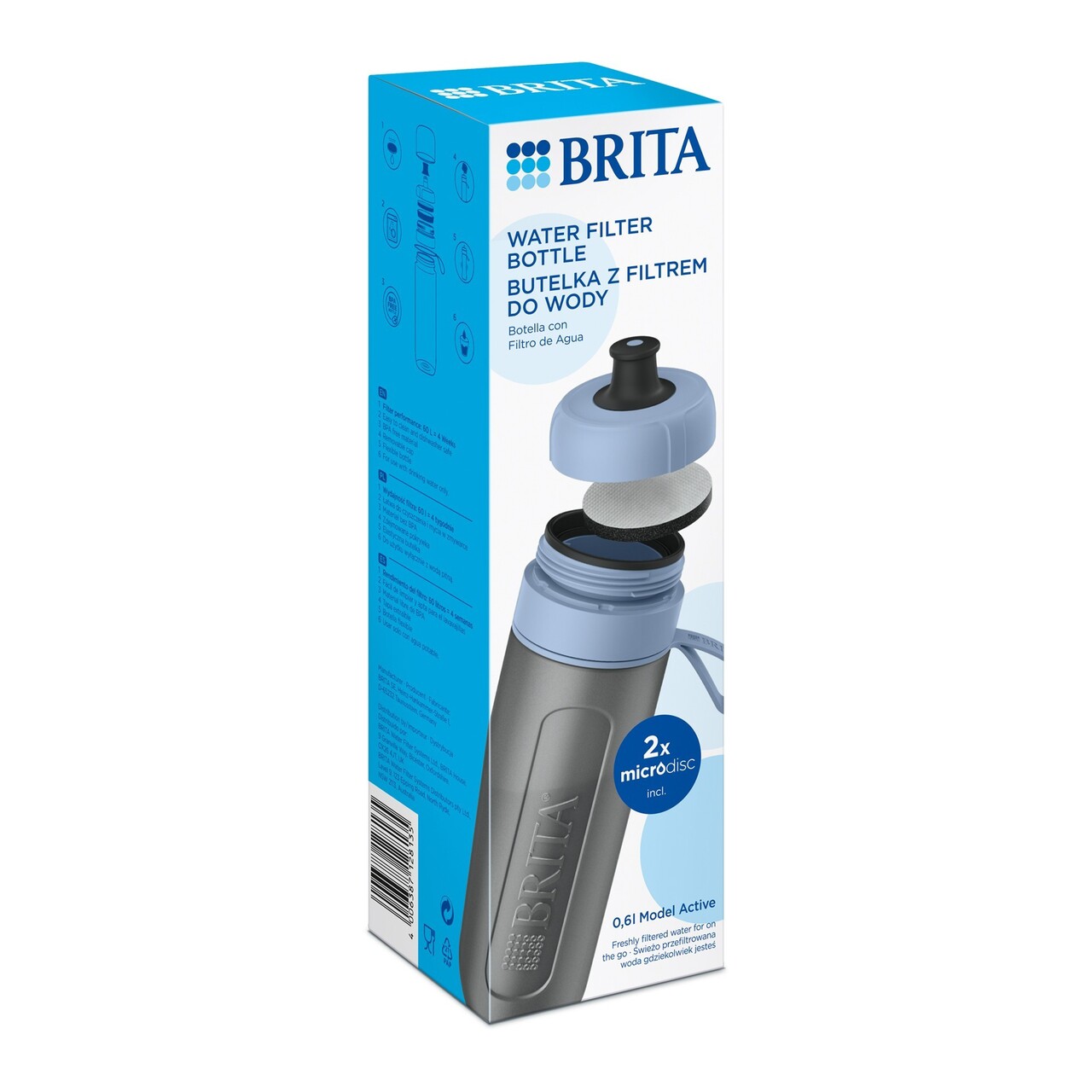 Sticla filtranta BRITA Active 600 ml (Darkblue) + 2 filtre MicroDisc - imagine 11