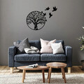 Decoratiune de perete, Tree And Birds, Metal, Dimensiune: 61 x 56 cm, Negru