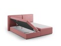 Pat continental cu saltea, topper si lada depozitare, 140x200 cm, Micadoni Home, Jodie-78, tesatura structurata, roz
