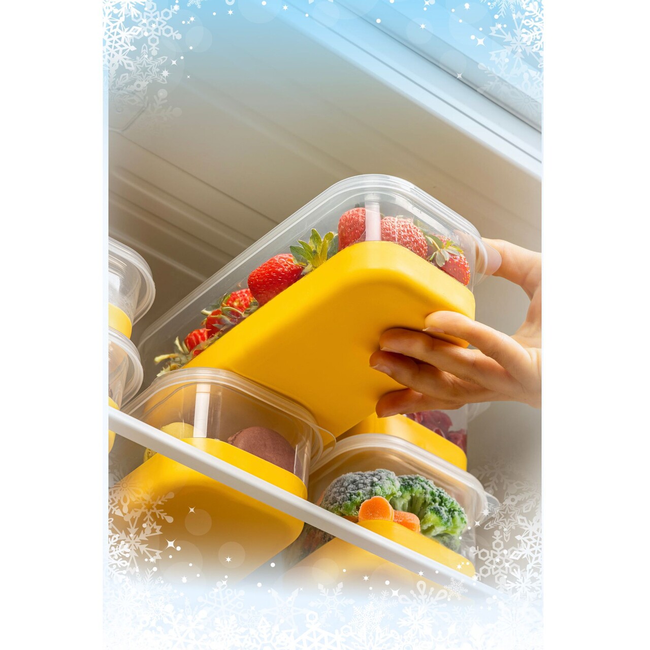 Set organizatoare frigider, Hermia, 964FRM3433, Dimensiune: 10,5 x 21,5 x 6,5 cm / 1000 ml (4 bucăți) , Galben - view 3