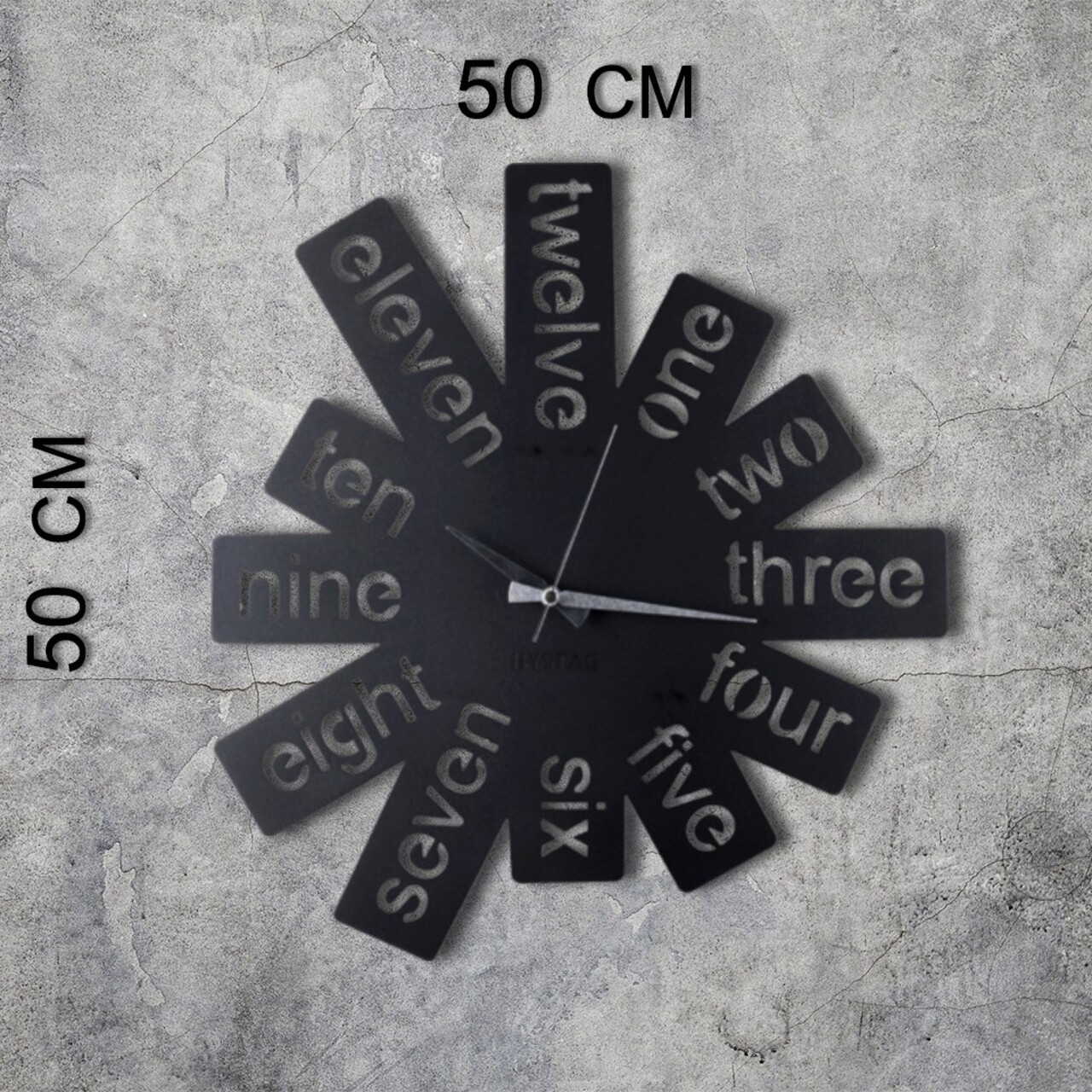 Ceas de perete, Tokyo, Metal, Dimensiune: 50 x 50 cm, Negru - 2 | YEO