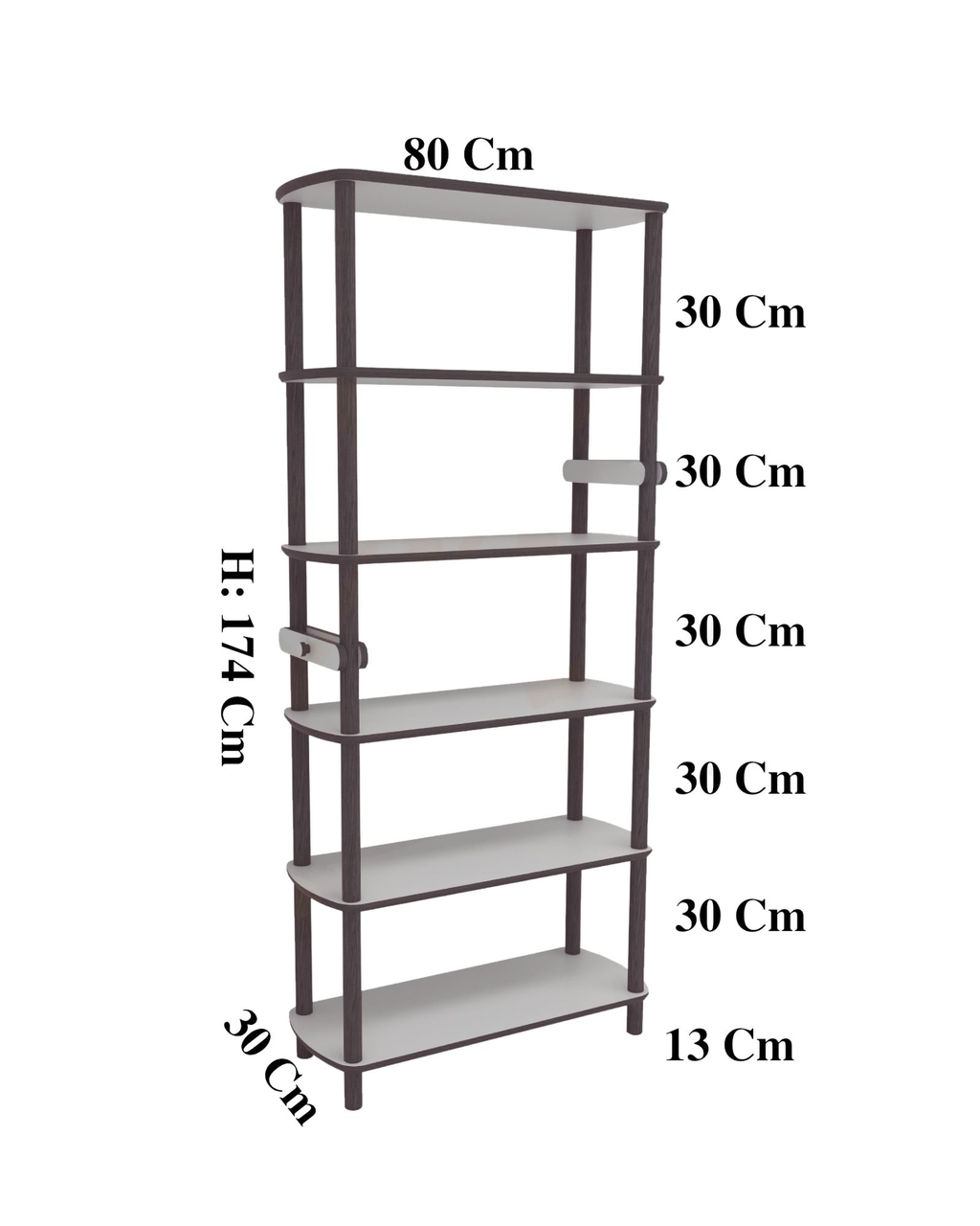 Corp biblioteca, Hanah Home, Rosa 6, 80x174x30 cm, Stejar - view 9
