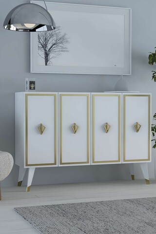 Consola, Hanah Home, 8177KM-32, 120x80x29.6 cm, PAL , Alb/Auriu